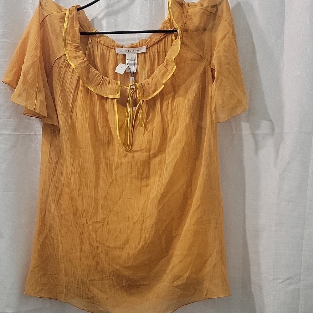 Marc Jacobs Mustard Ruffled Silk  Blouse Size 4